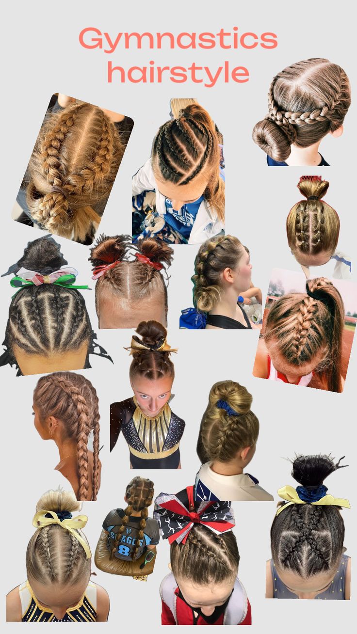 Hairstyles For Practice, Netball Hairstyles, Gymnastics Hair Styles, Running Hair Styles, Gymnastics Competition Hair, School Hairstyles Ideas, Gymnastics Meet Hair, Game Day Hairstyles, Gymnastics Hairstyles