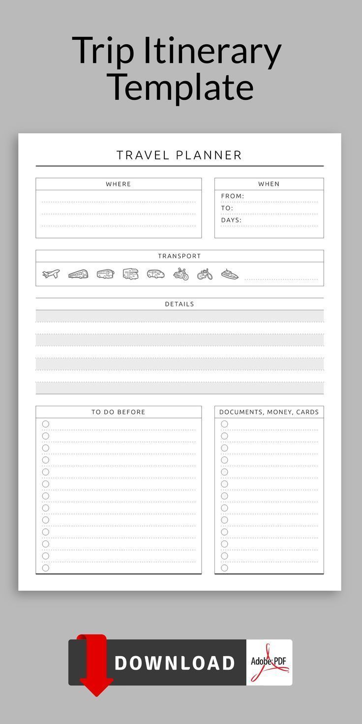 Trip Itinerary Template | Printable Planner by  Kellie Stevens Trip Itinerary Template, Trip Planning Template, Vacation Itinerary Template, Vacation Planner Template, Travel Itinerary Planner, Travel Planner Template, Free Planner Templates, Daily Planner Printables Free, Travel Printables