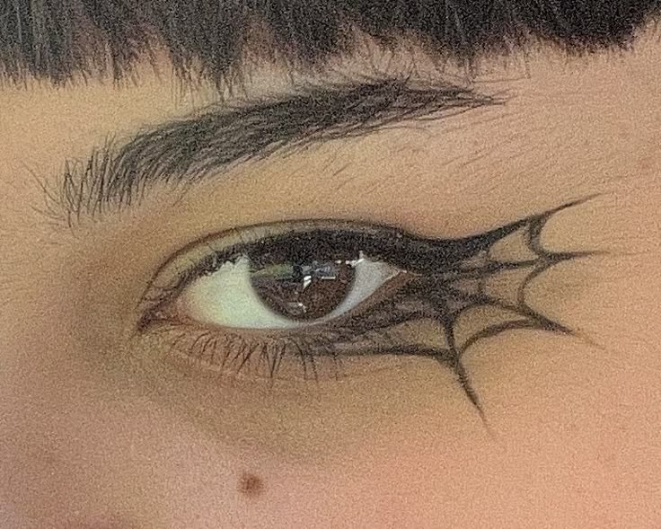 Simple Halloween Makeup Looks For Men, Easy Spooky Eyeliner, Spider Winged Liner, Ideas For Eyeliner, Makeup Ideas Liner, Halloween Makeup For School Simple, Goth Eyeliner Easy, Different Types Of Eyeliner Wings, Halloween Makeup Looks Eyeliner