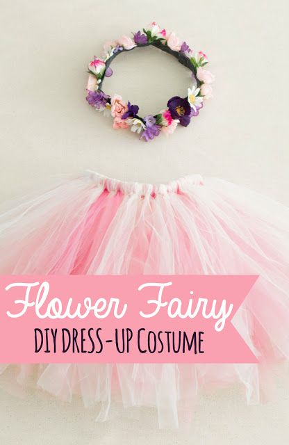 a pink tutu skirt with flowers on it and the words flossen fairy diy dress - up costume