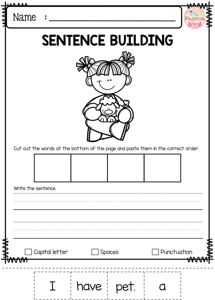 the sentence building worksheet for students to practice spelling and writing their own words