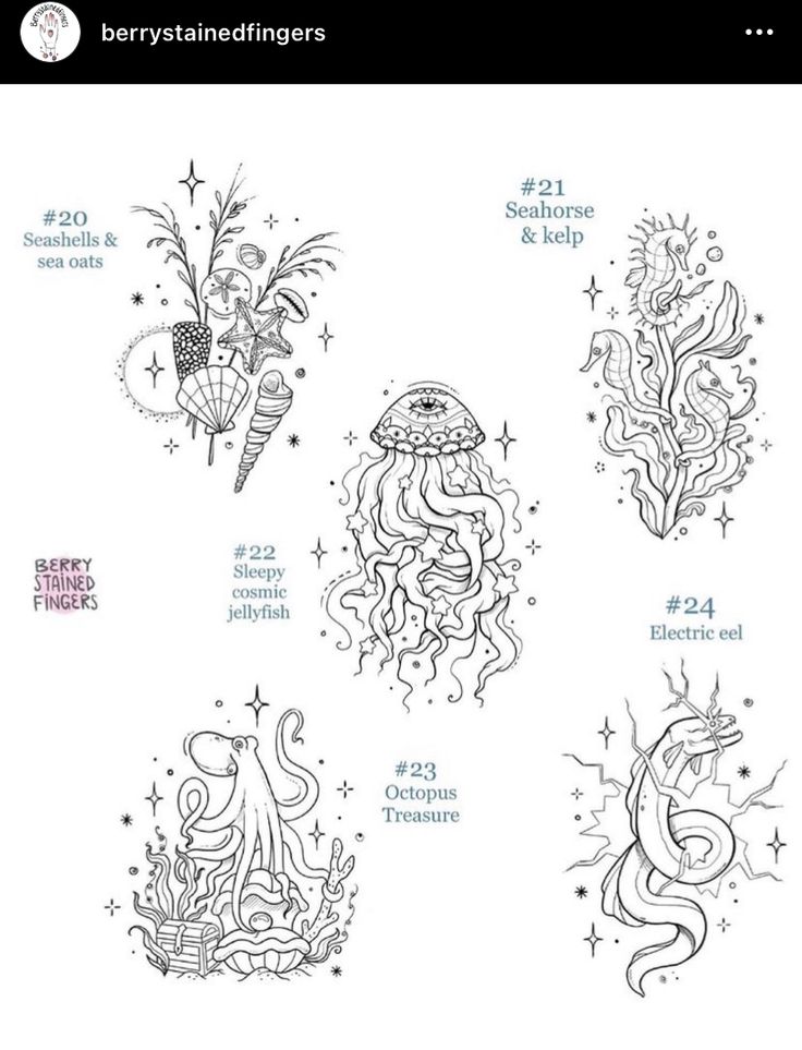 an image of some tattoos on the back of a cell phone, with different designs