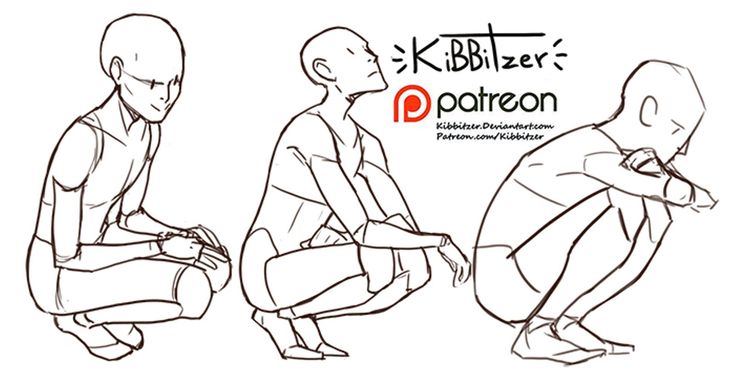 three different poses of a man sitting on the ground