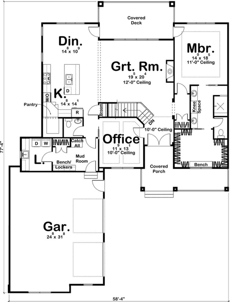 the floor plan for this house shows the living area and office space, as well as the