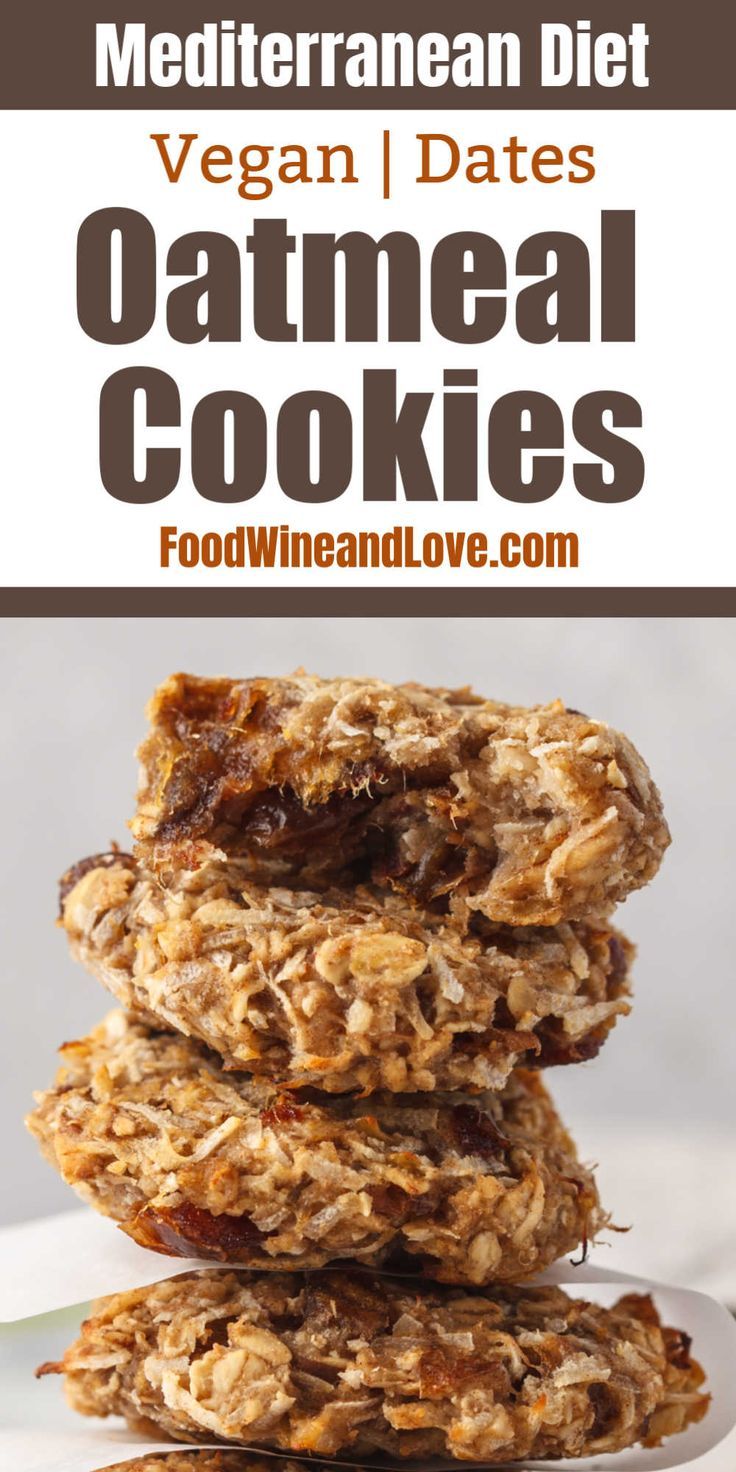 three oatmeal cookies stacked on top of each other with text overlay