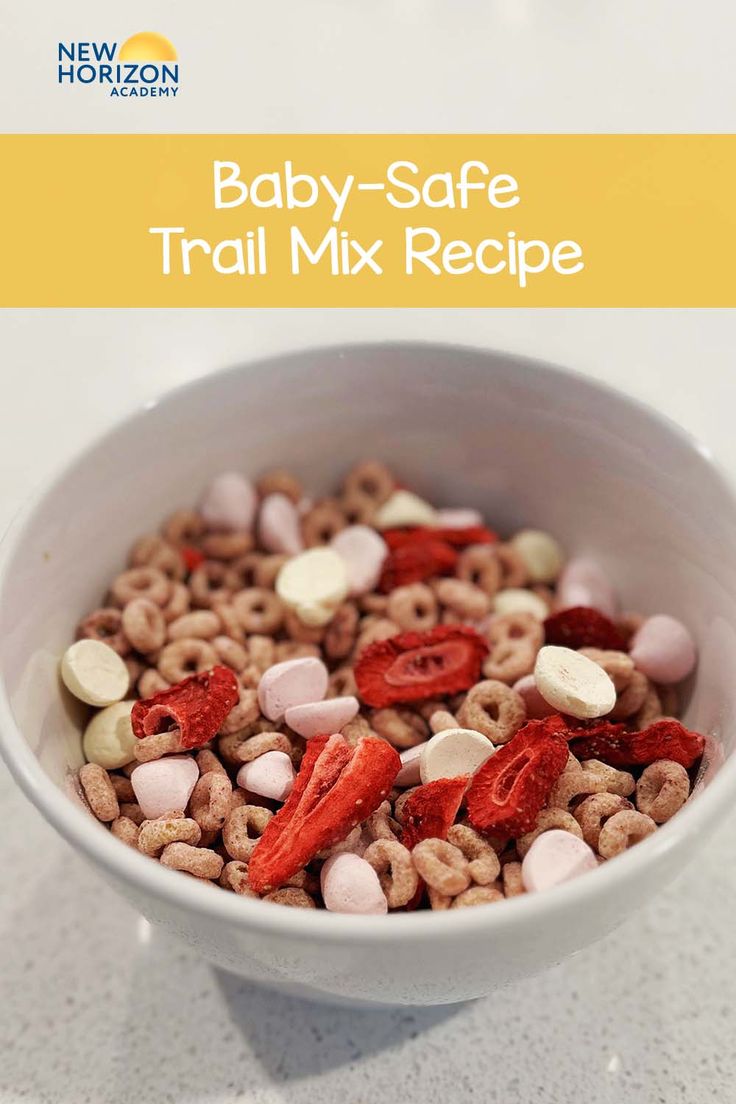 baby - safe trail mix recipe in a white bowl