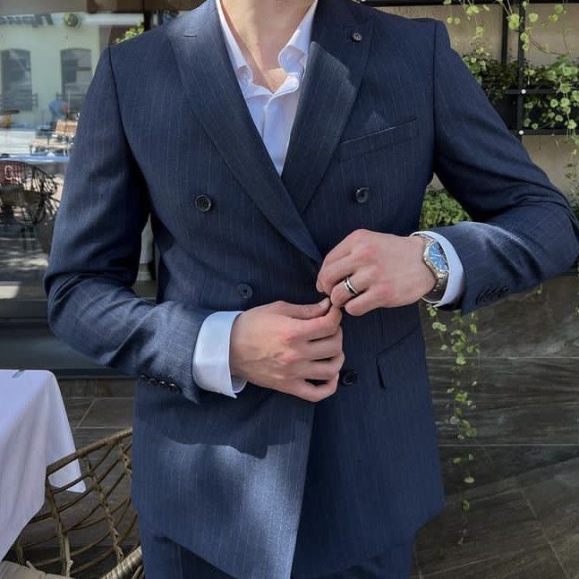 Navy Blue Italian Suit, Blue Suit Aesthetic, Luke Aesthetic, The Temporary Wife, The Wrong Bride, Blue Blazer Outfit Men, Navy Blazer Outfits, Broken Vows, Blue Outfit Men