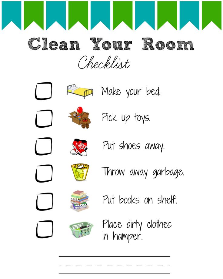 the clean your room checklist is shown