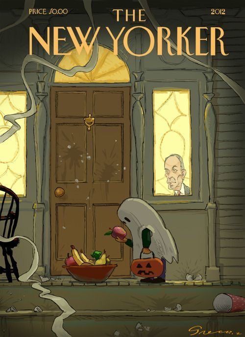 the new yorker movie poster with an image of a ghost in front of a door