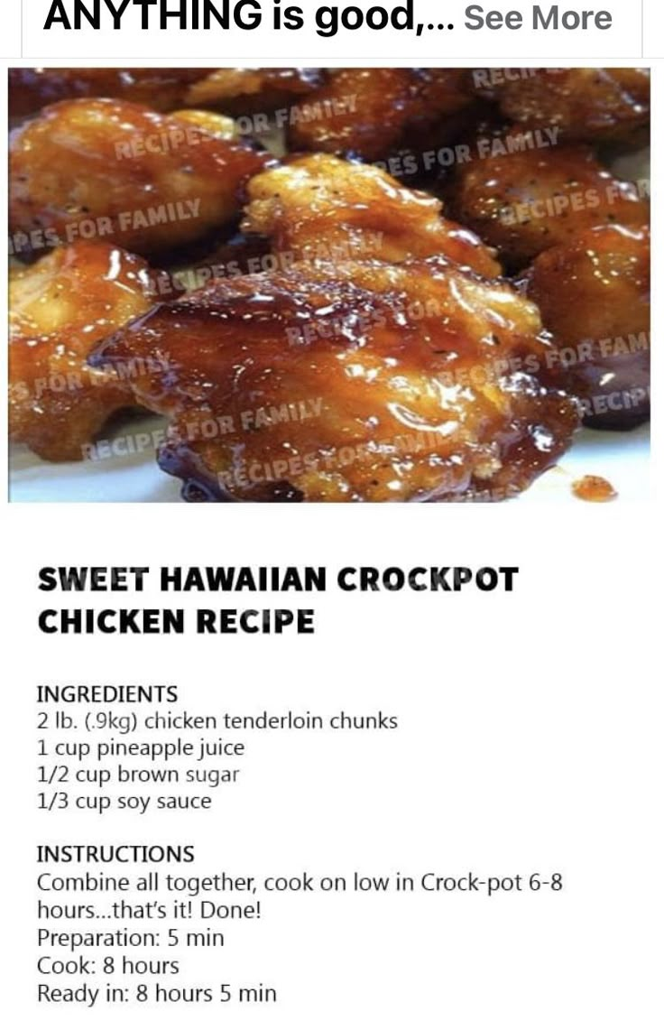 the menu for sweet hawaiian crockpot chicken recipe