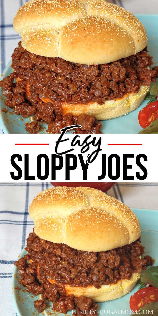 two pictures of sloppy joes on a plate with the words easy sloppy joes