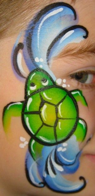 face painting turtle designs | turtle face paint Turtle Face Paint, Animal Face Paintings, Face Painting Tips, Face Painting For Boys, Cheek Art, Face P, Festival Face, Face Painting Easy, Kids Face Paint