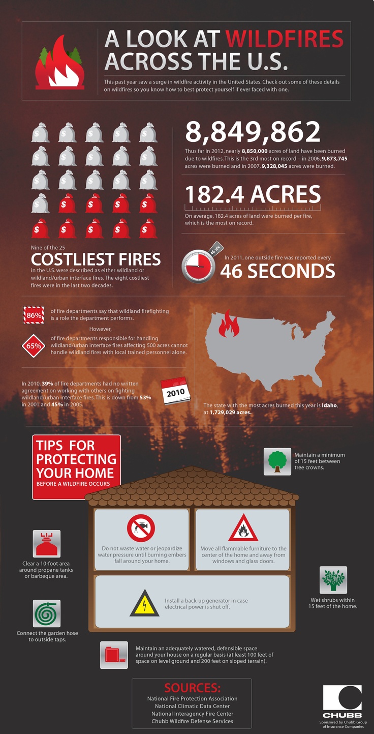 the dangers of wildfires in the united states and canada infographical poster