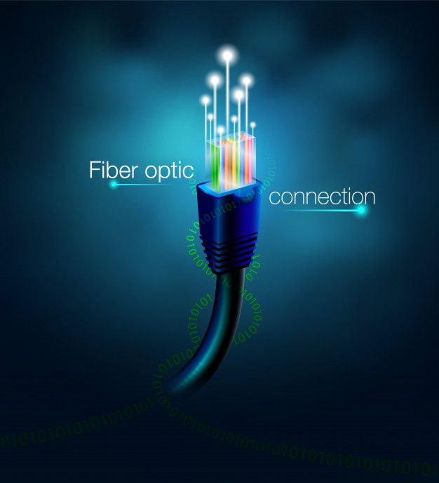 an image of fiber optic connection in the dark