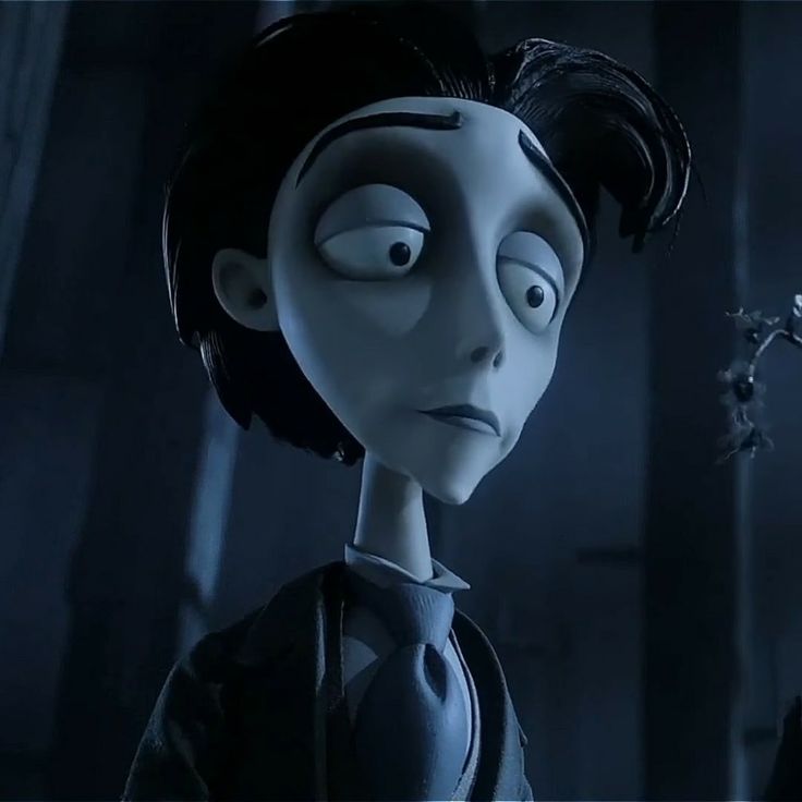 an animated character in a dark room with a creepy look on his face and eyes