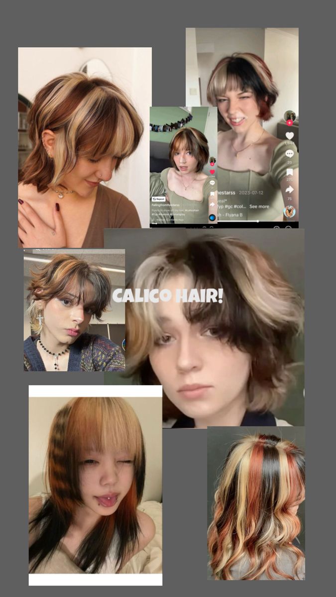 Hair color, split dye, multicolor, hair ideas Calico Hair Color, Fox Hair Dye, Calico Hair, Hair Inspiration Long, Oval Face Haircuts, Hair Inspiration Short, Punk Hair, Alternative Hair, Scene Hair