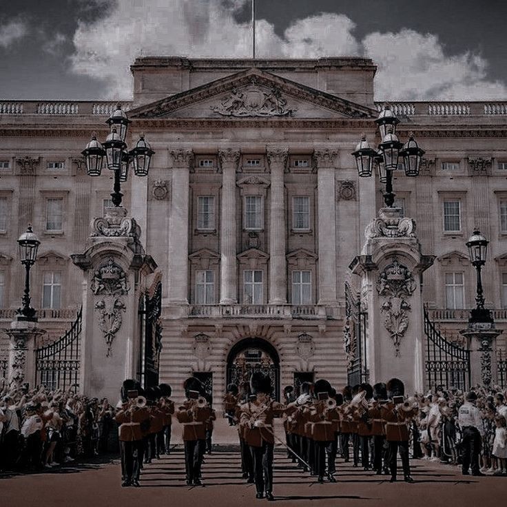 the guards are marching in front of the building