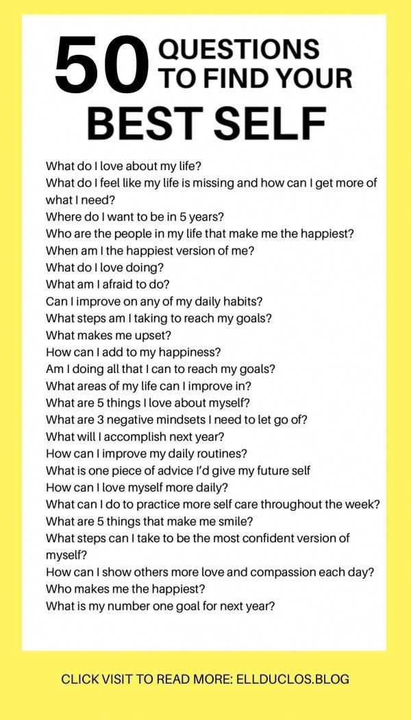 50 Questions, Self Care Bullet Journal, Writing Therapy, Vie Motivation, Journal Writing Prompts, Your Best Self, Positive Self Affirmations, Mental And Emotional Health, Self Care Activities