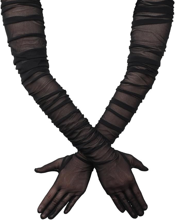 Amazon.com: Psyqtsuary Women's Sexy Sheer Gloves Black Long Sheer Gloves Mesh Tulle Super Long Gloves Opera Christmas Party Dance Formal Bridal Gloves Elbow Length : Clothing, Shoes & Jewelry Long Black Gloves, Sheer Gloves, Tulle Gloves, Mesh Gloves, Elegant Gloves, 2024 Halloween, Birthday Inspo, Opera Gloves, Bridal Gloves