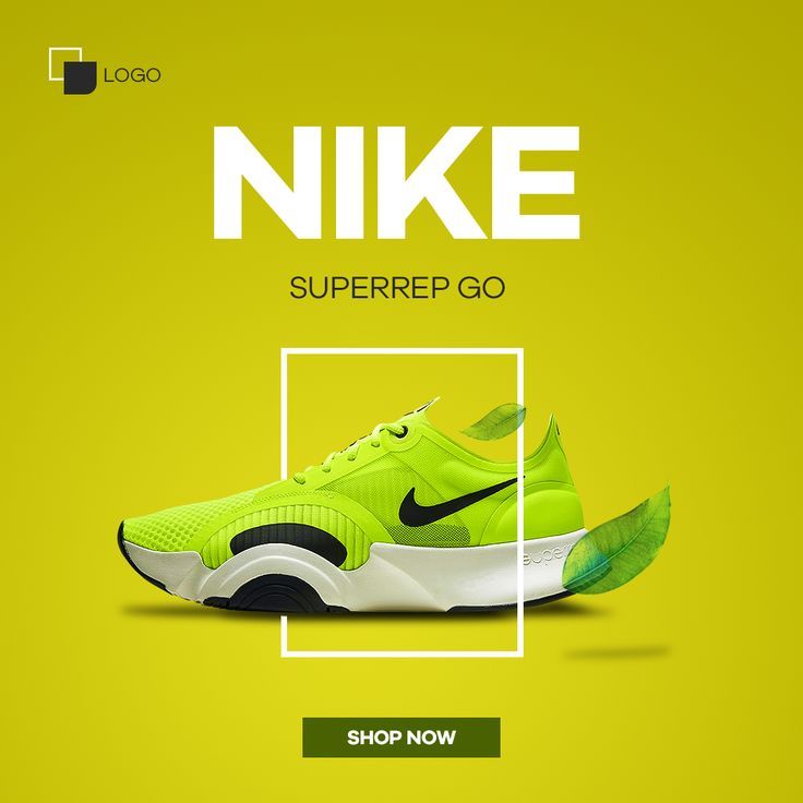 the nike superrep go shoe is on display in front of a yellow background