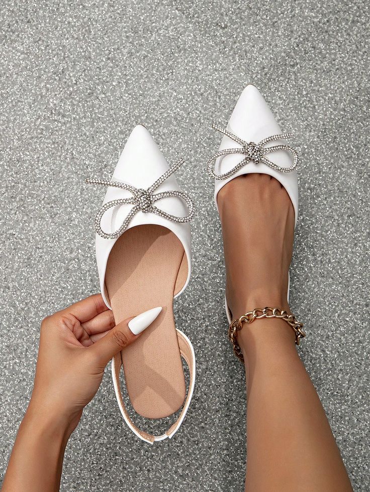 Wedding Shoes Flats Sandals, Flat Prom Shoes, Nude Flats, Spring Flats, Wedding Shoes Flats, Pink Flats, Wedding Clothing, Bow Decor, Slingback Flats