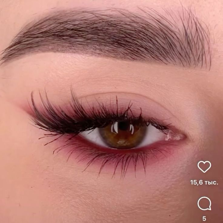 Wedding Makeup Maroon, Light Red Eyeshadow Looks, Prom Eye Makeup For Red Dress, Cherry Eye Makeup, Burgundy Makeup Look Natural, Simple Red Makeup, Red Makeup Looks For Prom, Dark Red Makeup Looks, Cherry Red Makeup