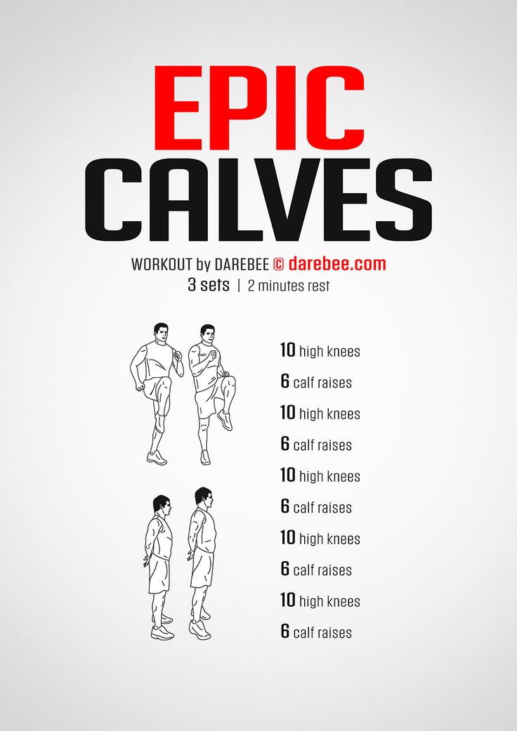 a poster with instructions for how to do an epic calves workout in 3 minutes or less