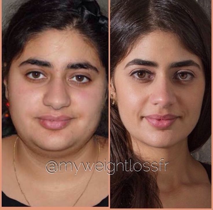 two pictures of the same woman's face before and after makeup