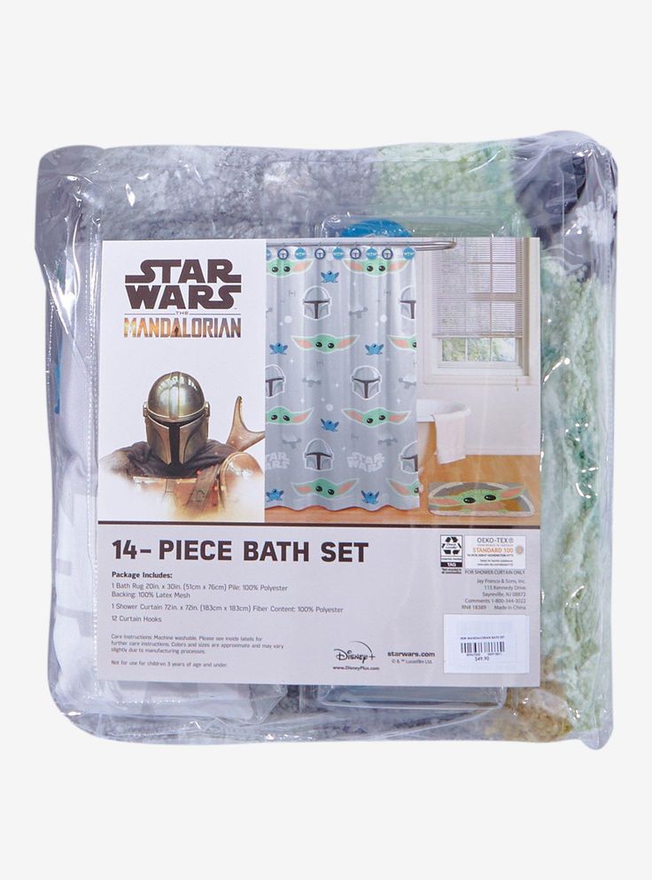 the star wars bathroom set is packaged in plastic