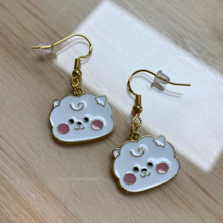 Bt21 Rj Earrings 925 Stamped Gold Colored New Made By Me 925 Gold Color More Styles Available On My Page. Can Bundle To Save On Shipping Tags: Rj Bt21 Bts Jin Moon Kpop Earrings Cute White Sterling Silver Jewelry, Cute White Dangle Jewelry, Jin With Earrings, Trendy White Sterling Silver Jewelry, Cute White Single Earring Jewelry, Cute White Dangle Earrings, Cute Single White Earring, Cute White Jewelry With Ear Wire, Trendy White Nickel-free Earrings