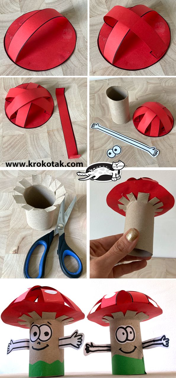 instructions to make a paper mushroom craft for kids