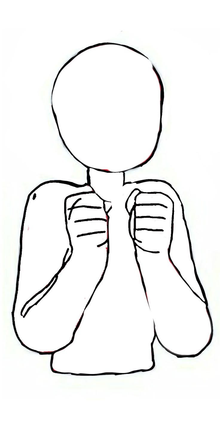 a drawing of a man's torso with his hands on his chest and the neck