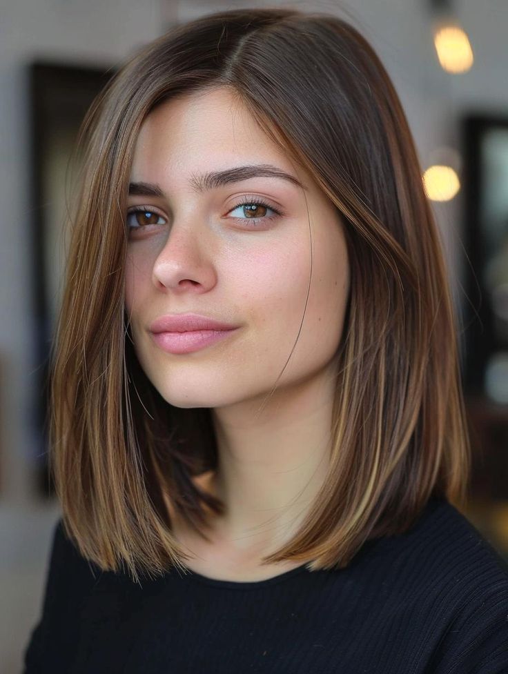 Long Bob No Layers Straight, Longbob Hair Mid Length, Long Bob Haircuts For Thick Hair, Long Bob Side Part, Medium Length Hair With Layers Side Part, Side Part Medium Length Hair, Style A Long Bob, Long Bob Haircuts For Women, Layers Fringe