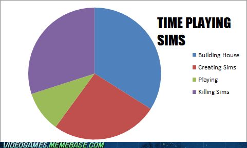 a pie chart with the words time playing sims