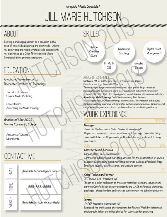 a professional resume template with an orange and white theme, in the middle of it