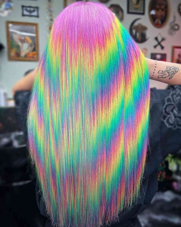 82 Photos of Rainbow Hair Ideas to Consider for 2024 Prism Hair, Rainbow Hair Ideas, Rainbow Hairstyles, Rainbow Hair Colors, Rose Gold Hair Color Ideas, Gold Hair Color Ideas, Rose Gold Hair Color, Long Ombre Hair, Gold Hair Color