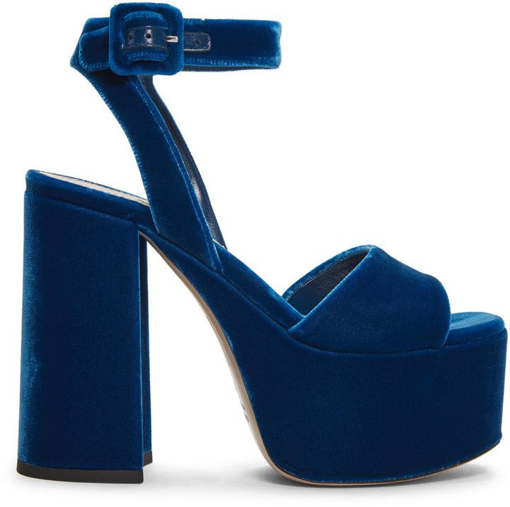 Blue Velvet Shoes, Blue Platform Shoes, Blue Heeled, Blue Sandals Heels, Heel Sandals Outfit, Block Heel Platform Sandals, Wedding Shoes Platform, Blue High Heels, Heels Blue