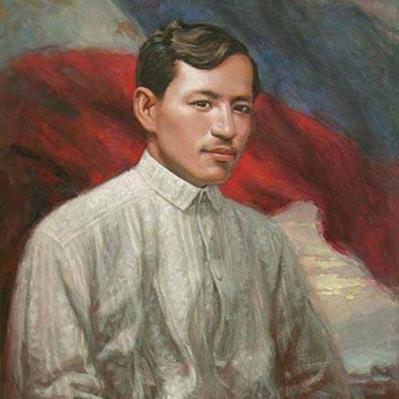 an oil painting of a man standing in front of a red and white flag with his hands in his pockets