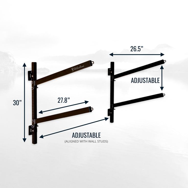 an image of the width of a wall mounted tv bracket with two different sizes and measurements