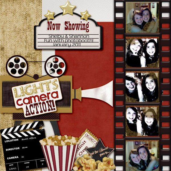 a movie themed scrapbook page with some pictures