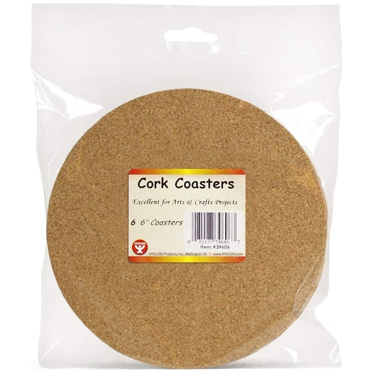 cork coasters are packaged in a package for use on crafts and other items such as paper