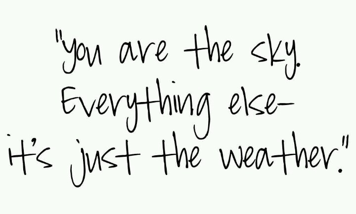 the words you are the sky everything else it's just the weather written in black ink