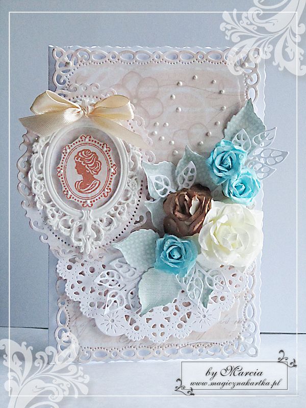 a close up of a greeting card with flowers on the front and an embellishment in the back