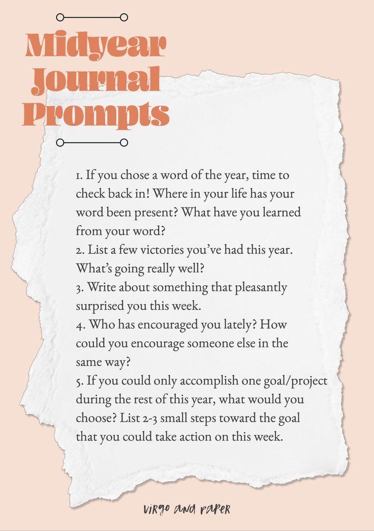 a piece of paper with the words'midyear journal prompts'written on it