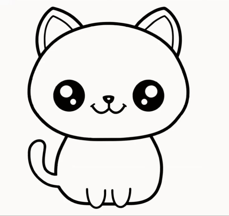 a cartoon cat with big eyes sitting down