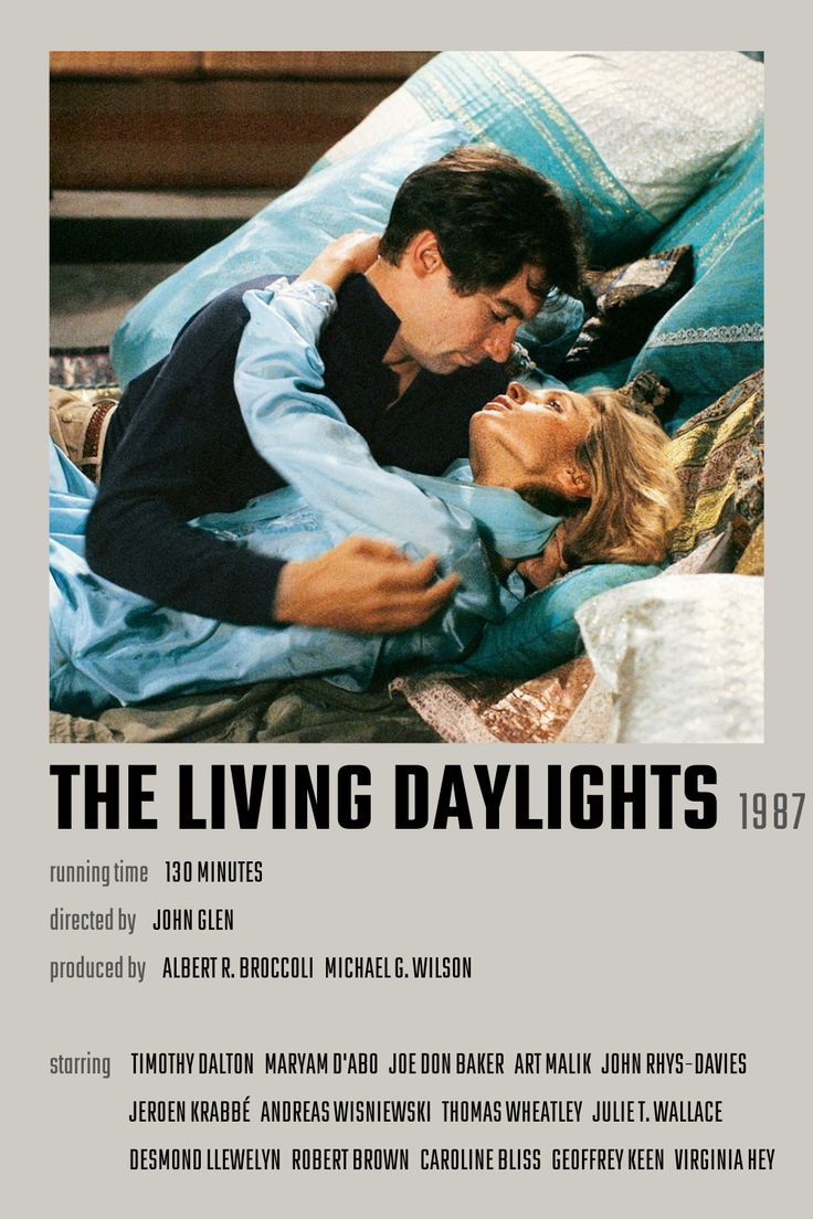 the living daylights poster with two people laying on a bed and looking at each other