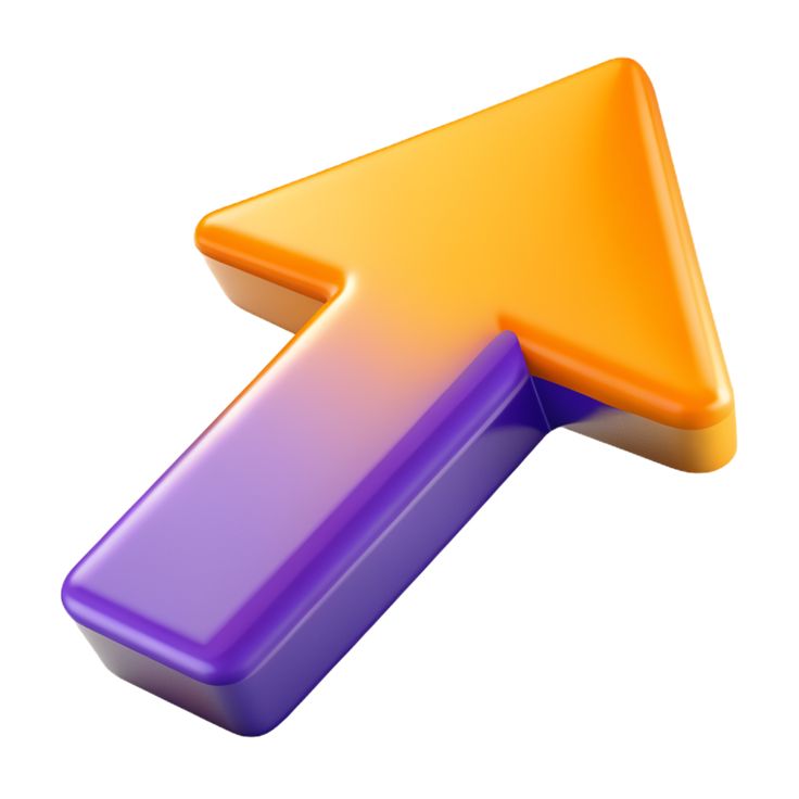 an orange and purple arrow pointing to the left