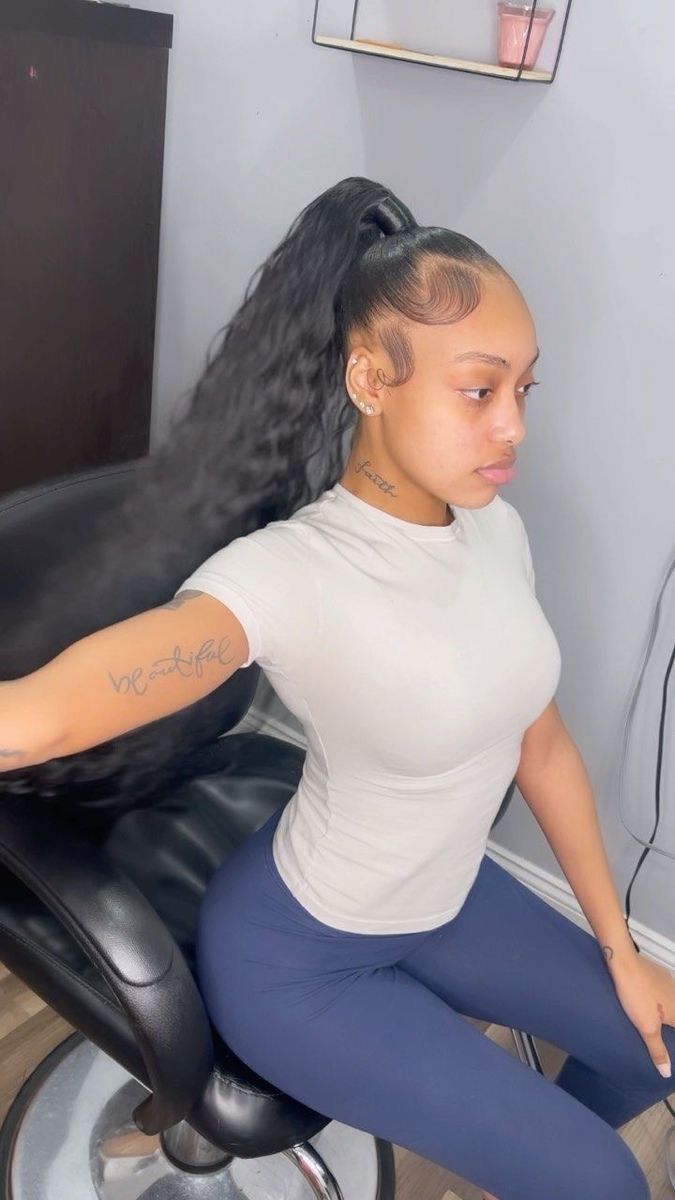 Up Down Ponytail Hairstyles Weave, Cute Ponytails Weave, Slick Black Ponytail, Slick Up Hairstyles, 2 Slick Back Ponytail Weave, Slick Up Ponytail Weave, Cute Hairstyles Black Girls Weave, Deep Wave Ponytail Weave, Ponytail To The Back