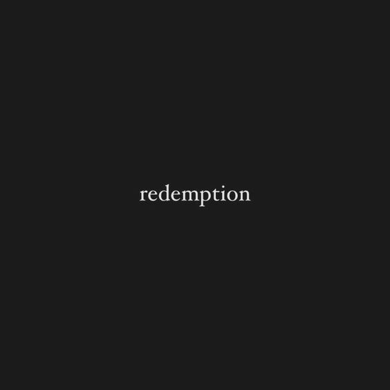 the words redemption are written in white on a black background with an image of a