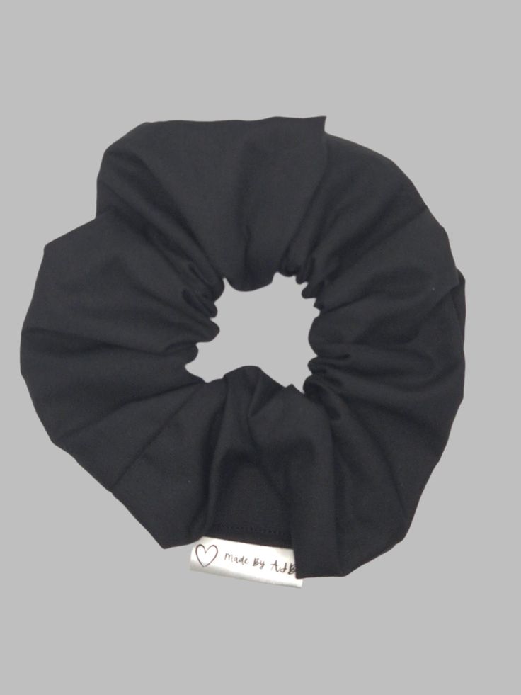 Hair scrunchie approx 5 inches wide with 8 inches of elastic.  Material: 100% Cotton Black Scrunchie, Cotton Poplin, Hair Ties, Scrunchies, Hair Accessories, Bathing Beauties, Australia, Electronic Accessories, Elastic